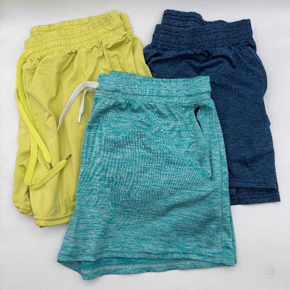 Lot Of 3 Real Essentials Womens Athletic Shorts Size M Medium Yellow Blue Teal